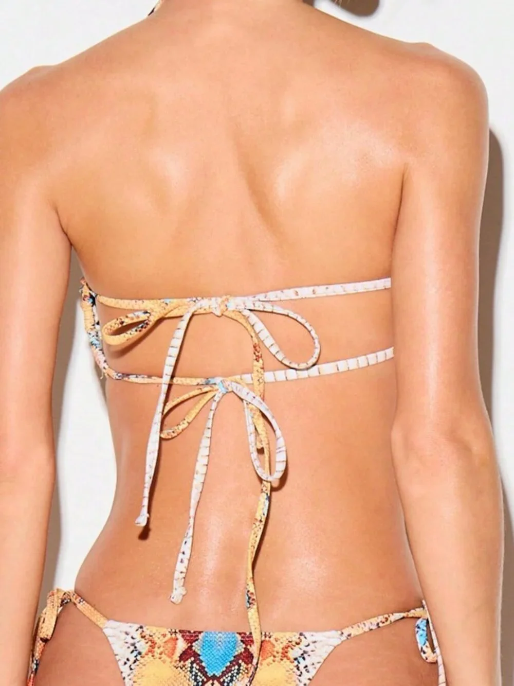 Multicolor Sexy Women's Snake Print Halter Bikini Set